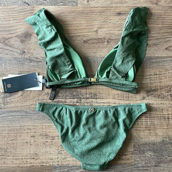 NWT ViX Firenze Liz Ruffle Top and Fany Classic Bottoms SET in Army Green L - Picture 3 of 12